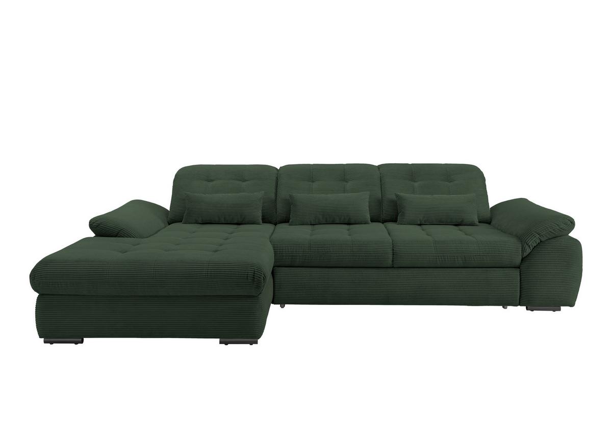 Ecksofa Mit Bettkasten Rigatti Dunkelgrün 184x314 Cm - Dunkelgrün/Schwarz, MODERN, Textil (184/314cm) - Livetastic