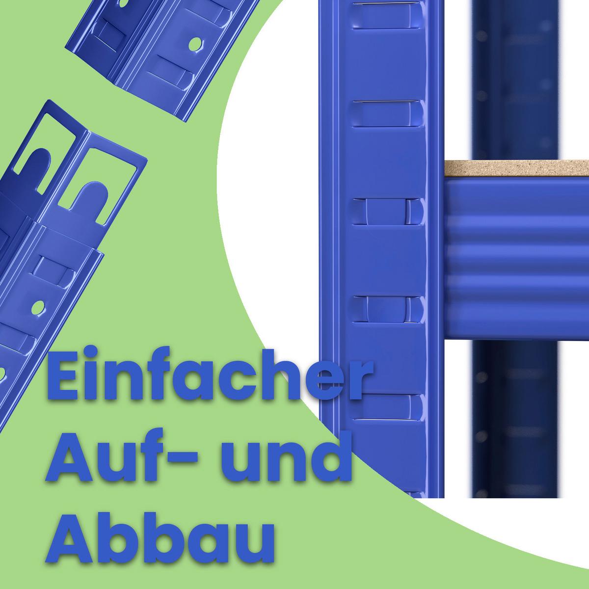 Schwerlastregal Blau, Hellbraun B: 100 Cm - Blau/Hellbraun, Basics, Holzwerkstoff/Metall (100/200/50cm)