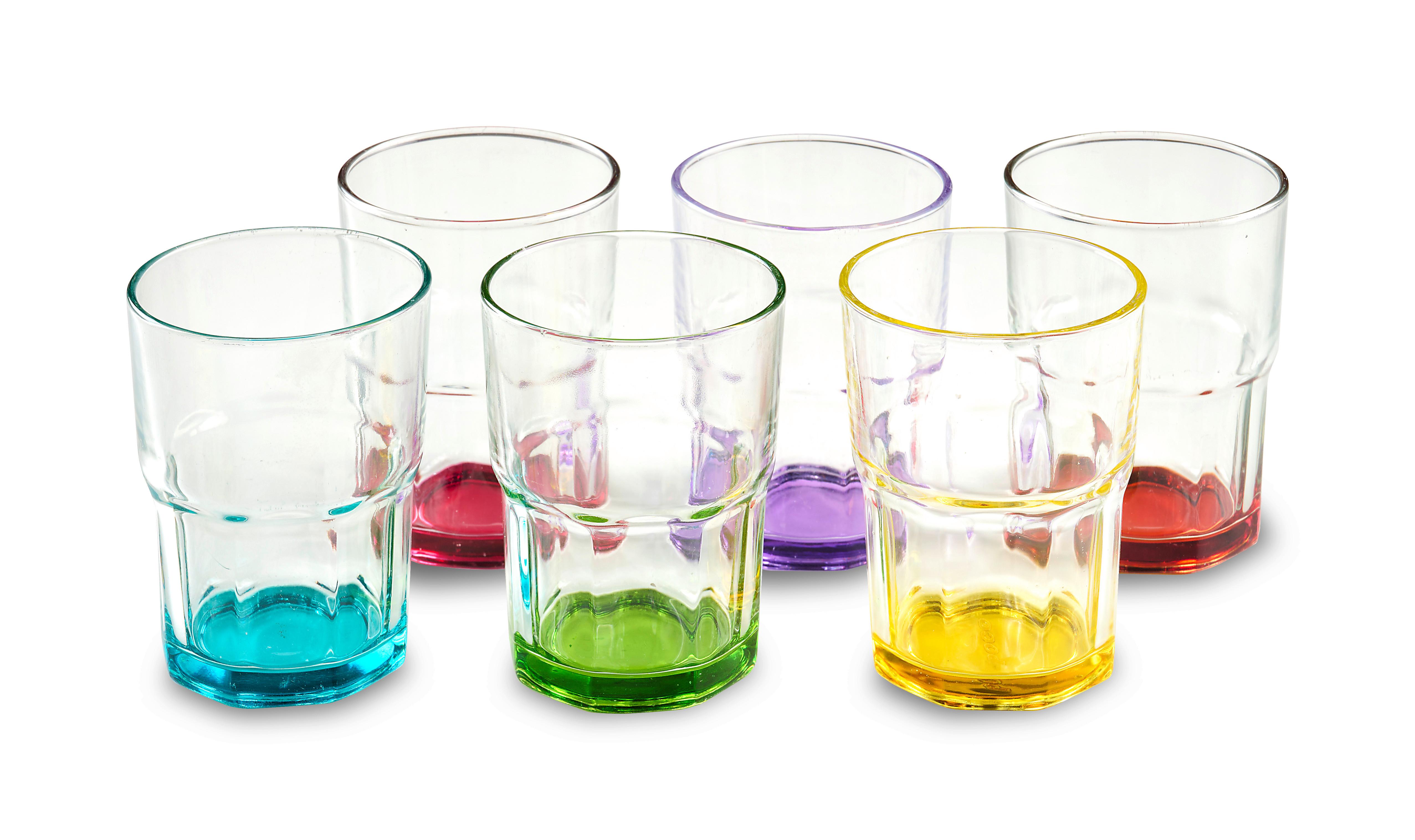 Trinkglas bunt Sandy 6er-Set, je ca. 290 ml - Blau/Pink, Basics, Glas (7,8/10,3cm) - Luca Bessoni