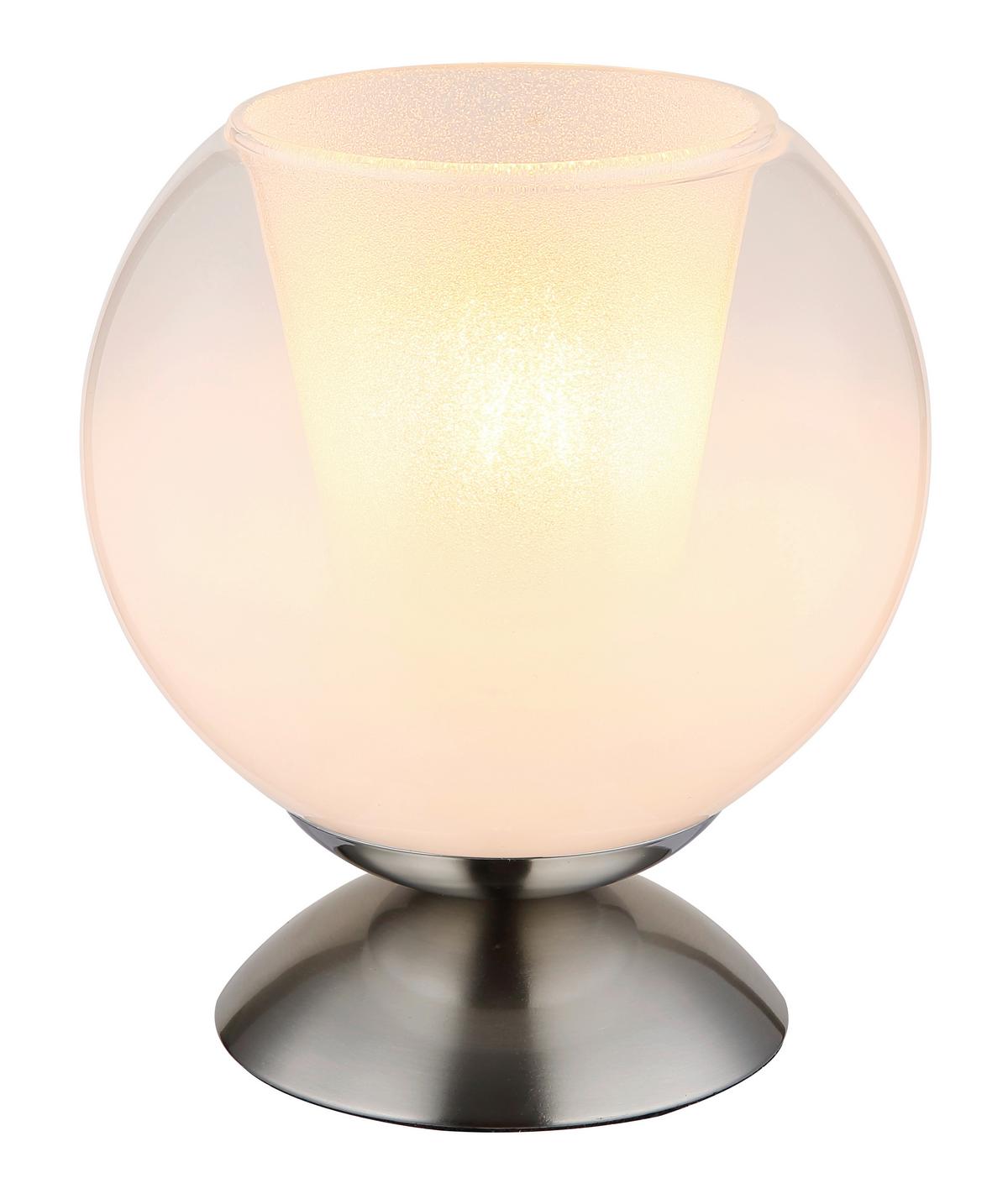 Tischleuchte Barry Grau Klar D: 18 Cm - Klar/Chromfarben, Basics, Glas/Kunststoff (18/19cm) - Globo