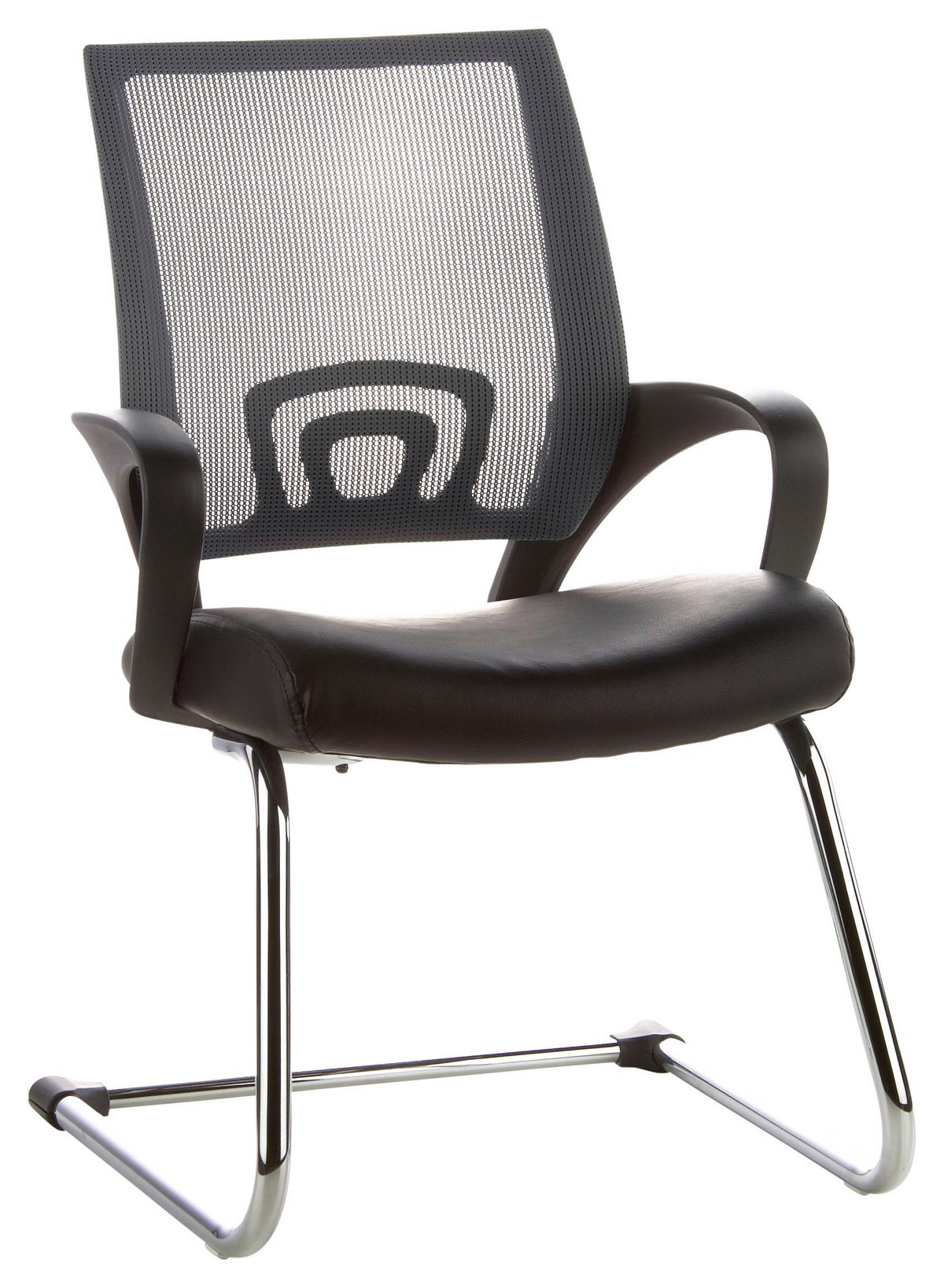 Besucherstuhl Visto Net V Grau/Schwarz Bis 110 Kg - Silberfarben/Schwarz, Basics, Kunststoff/Textil (57/98/52cm) - MID.YOU