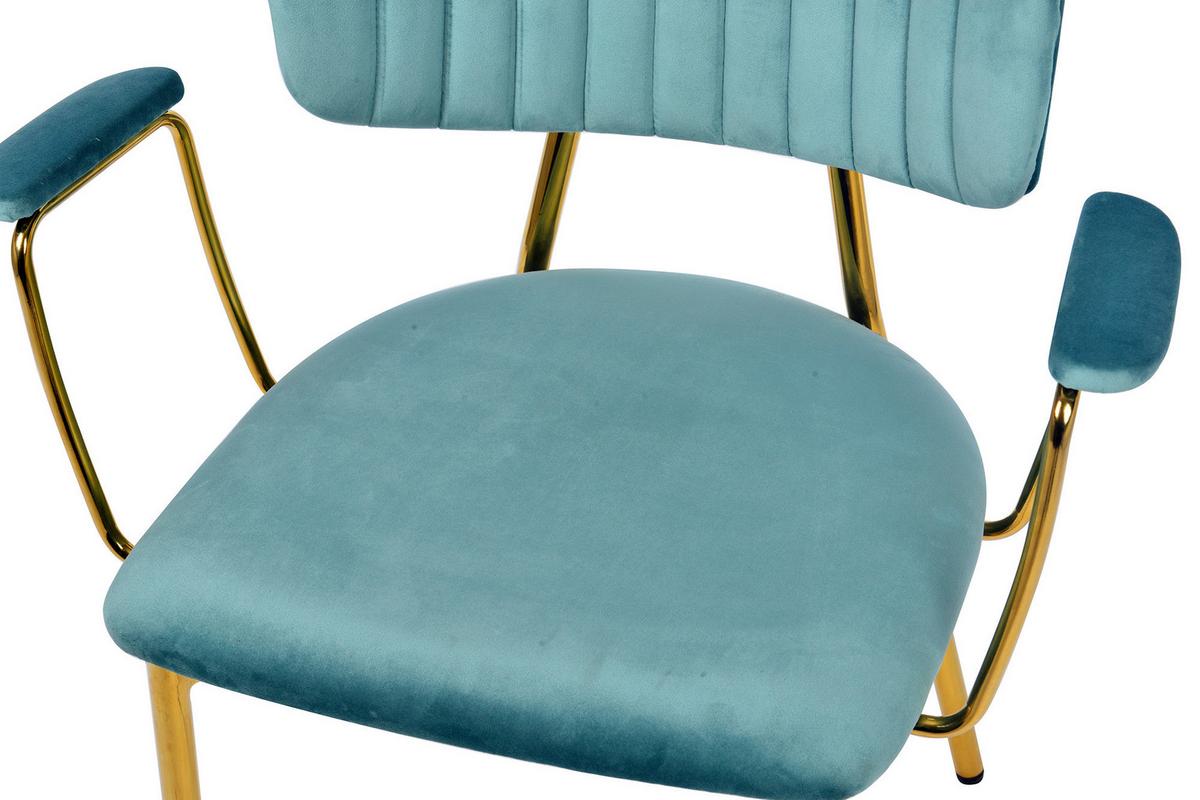 SADA STOLIČIEK S PODRÚČKAMI KIAN - zlatá/mätovozelená, Modern, kov/textil (63/80/51cm) - MID.YOU