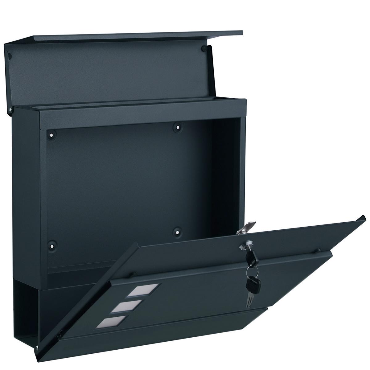 Briefkasten Dunkelgrau B: 37 cm - Dunkelgrau, Basics, Kunststoff/Metall (37/37/10.5cm)
