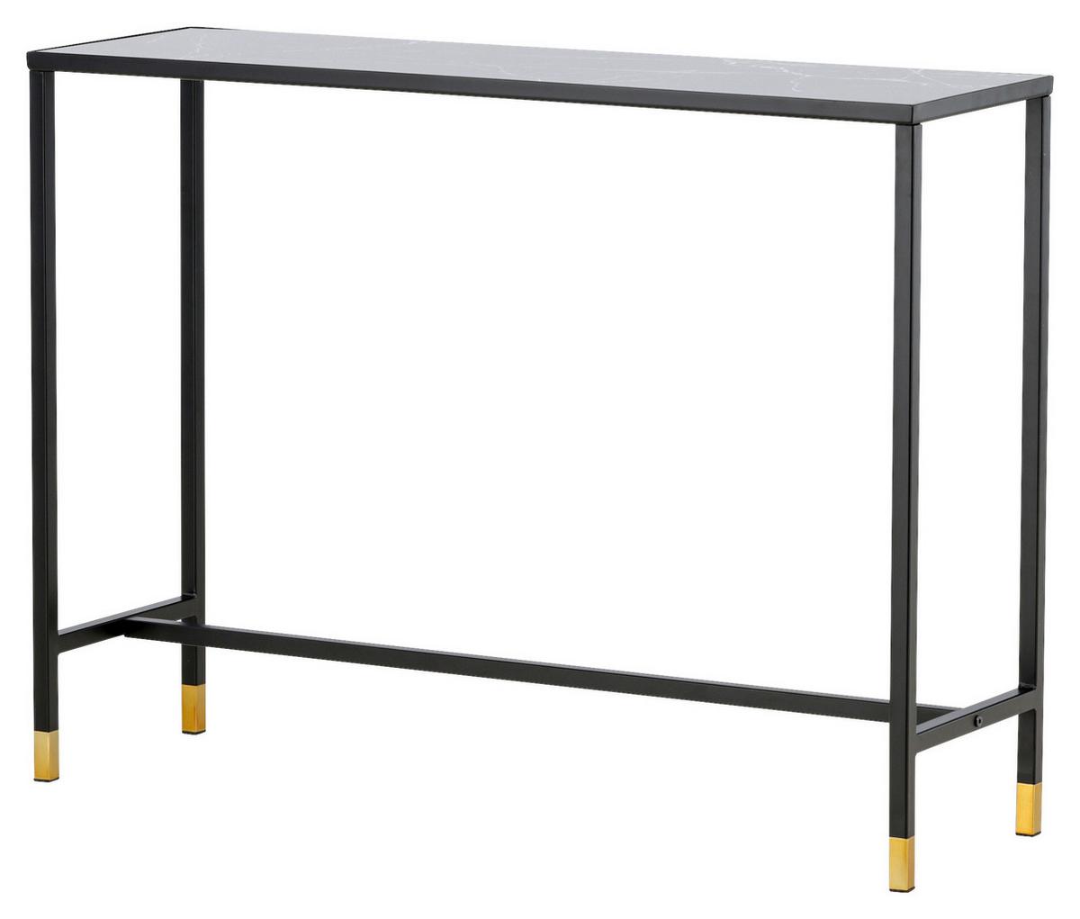 Beistelltisch Dipp - Messingfarben/Schwarz, Design, Glas/Metall (100/30/75cm) - Livetastic