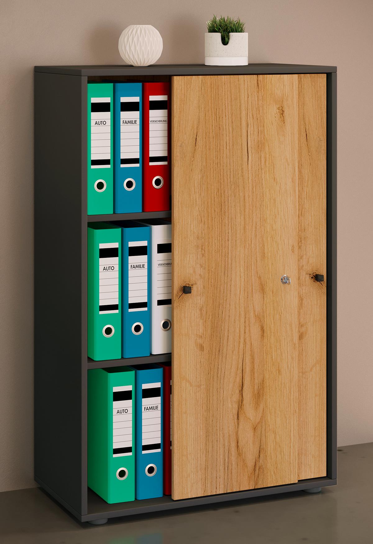 Aktenschrank Lona Anthrazit/Eiche Dekor B: 70cm - Honigeiche/Anthrazit, Design, Holzwerkstoff (70/110/39cm) - MID.YOU
