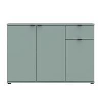 Komoda Ganymede, šalviovozelená, š: 120 cm - čierna/šalviovozelená, Modern, kartón/kov (119,8/82,3/34,1cm)