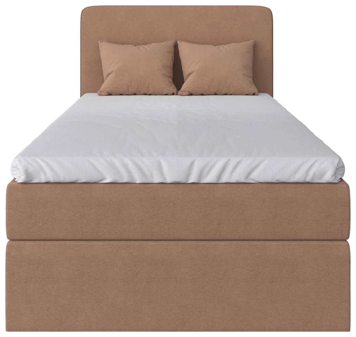 Boxbett mit Topper 90x200 Jubi - Hellbraun/Schwarz, KONVENTIONELL, Holz/Textil (90/200cm)