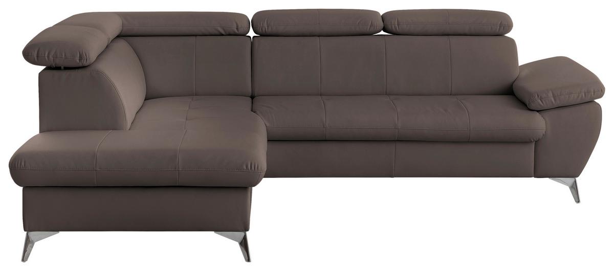 Ecksofa Mit Schlaffunktion Und Bettkasten Gisele Braun - Chromfarben/Braun, KONVENTIONELL, Textil (209/256cm) - Livetastic