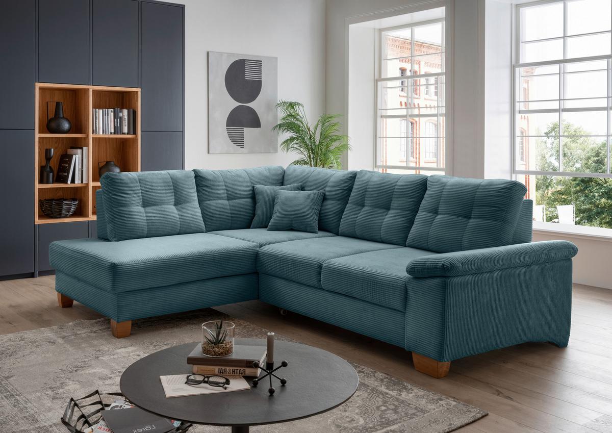 Ecksofa Brizzini Petrol S: 206x274 Cm - Petrol/Naturfarben, MODERN, Textil (206/274cm) - Livetastic