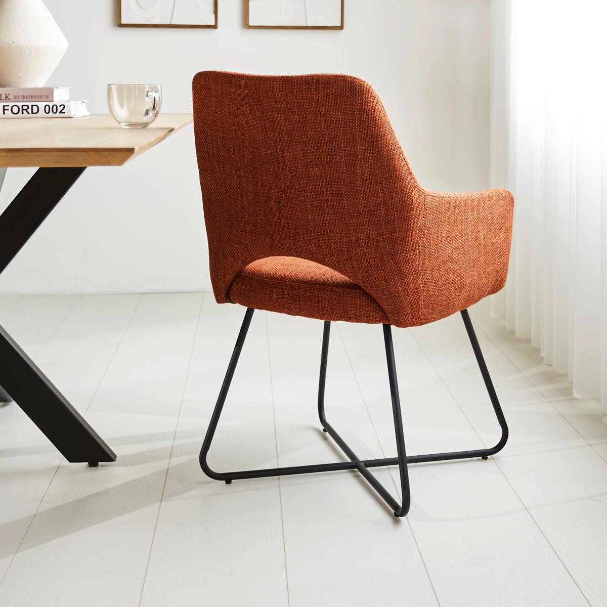 Armlehnstuhl Brest Orange B: 60 Cm - Schwarz/Orange, MODERN, Textil/Metall (60/88/63,5cm) - MID.YOU