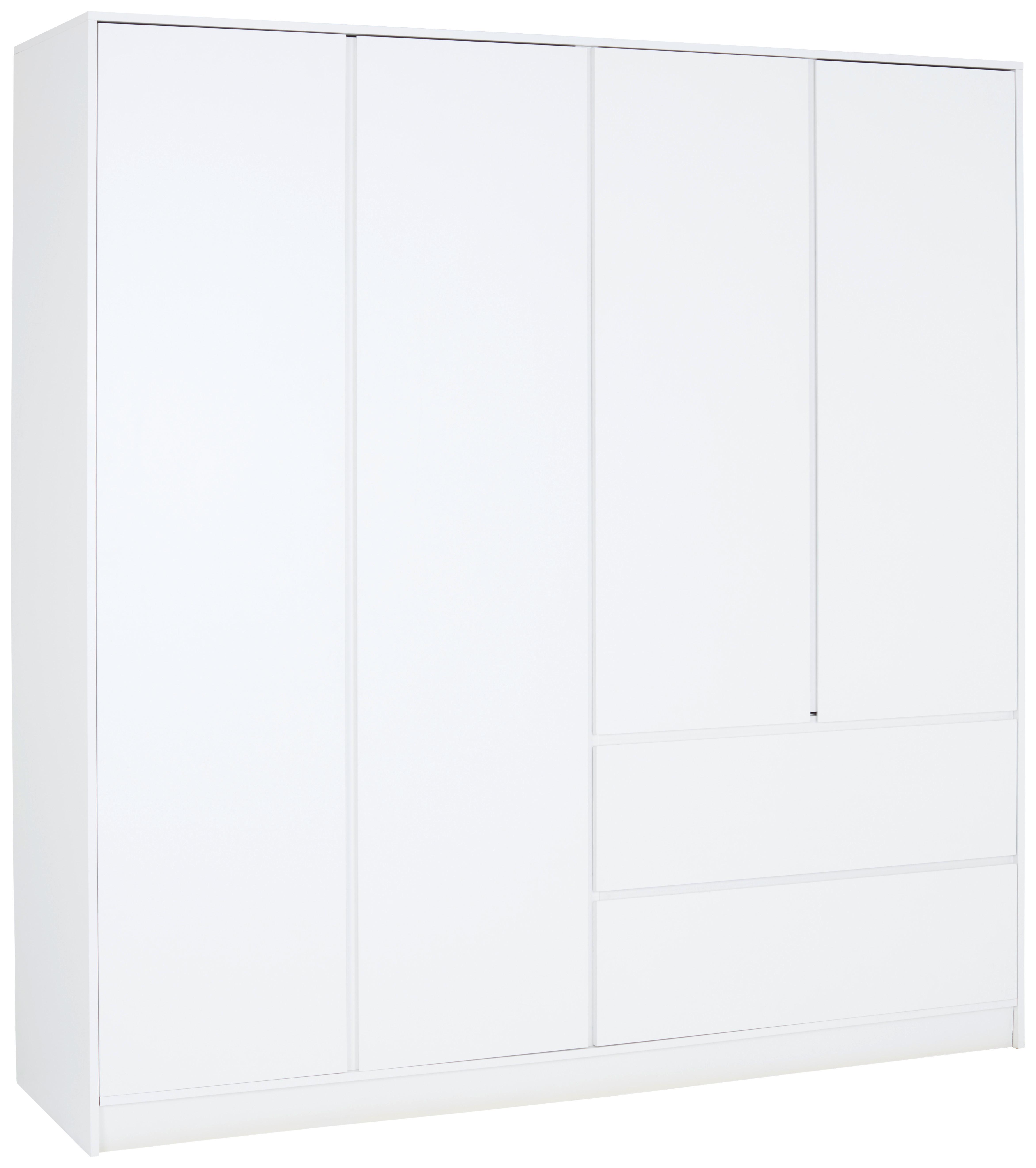 Kleiderschrank Basit - Weiß, KONVENTIONELL, Holzwerkstoff (195/205,5/56,6cm)