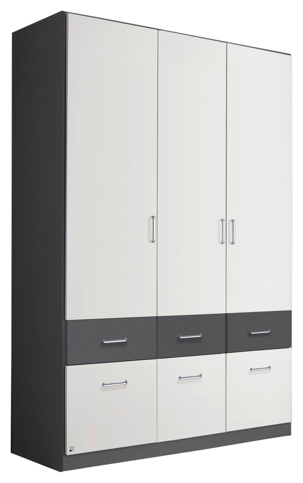 Drehtürenschrank mit Laden B:136cm Aalen Extra Grau/Weiß - Weiß/Grau, KONVENTIONELL, Holzwerkstoff (136/197/54cm)
