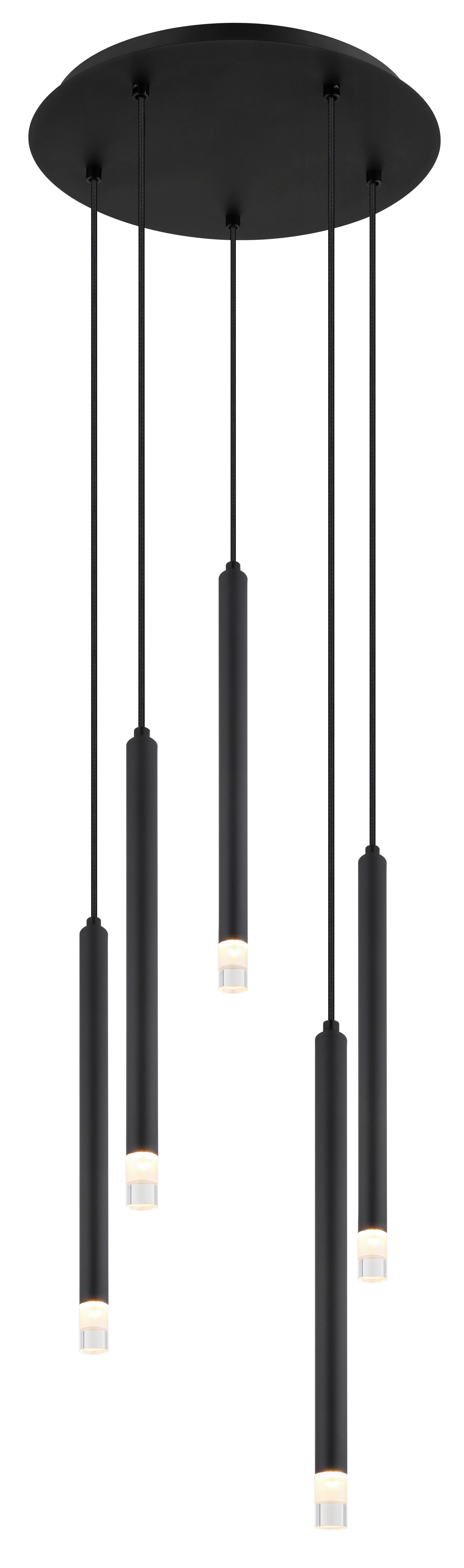 Hängeleuchte 15629-5 - Klar/Schwarz, Basics, Kunststoff/Textil (34/120cm) - Globo