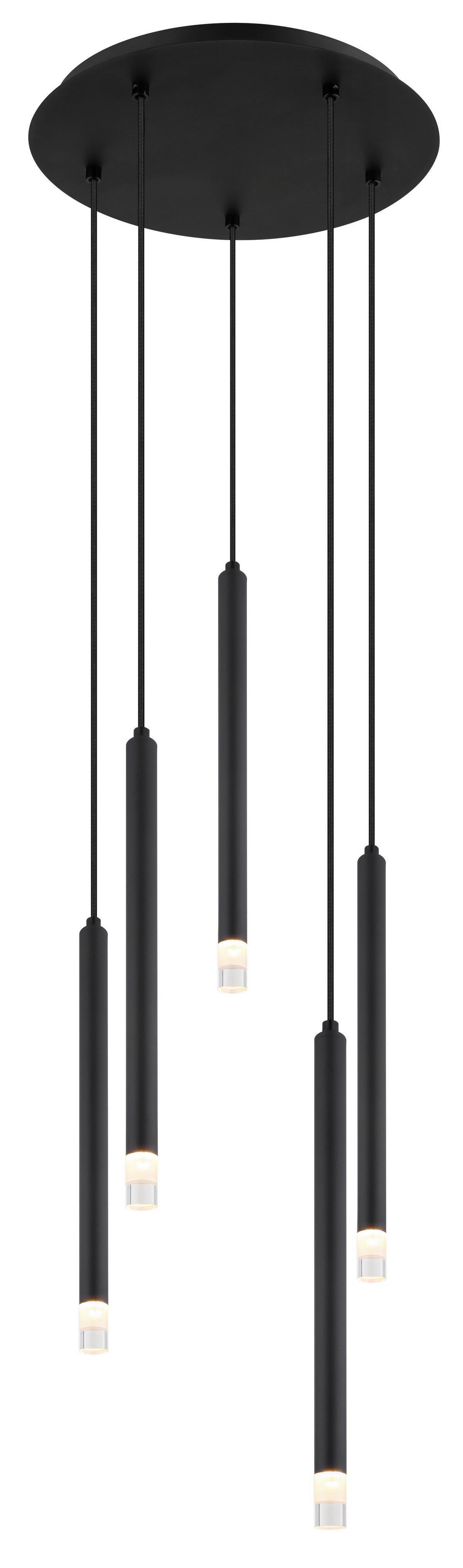 Függőlámpa 15629-5 - fekete/átlátszó, Basics, műanyag/textil (34/120cm) - Globo