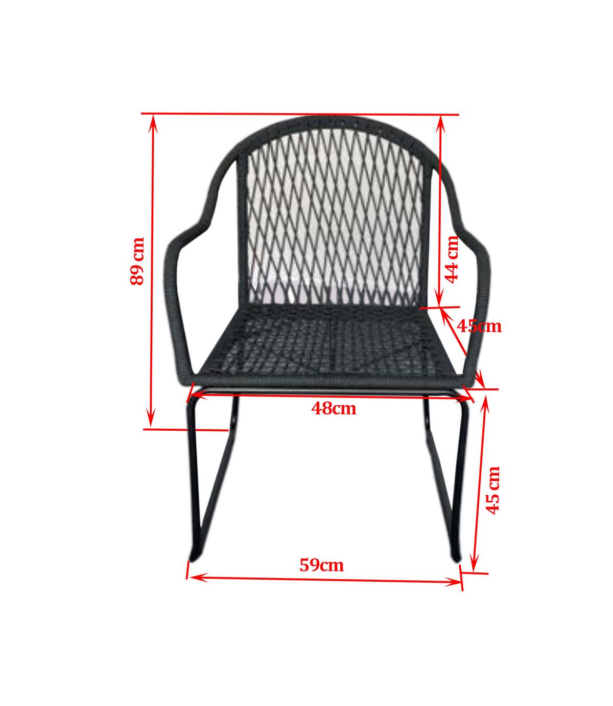 Gartenstuhl Melia Carbonstahl - Anthrazit/Schwarz, MODERN, Kunststoff/Metall (58/86/60cm) - Beldano