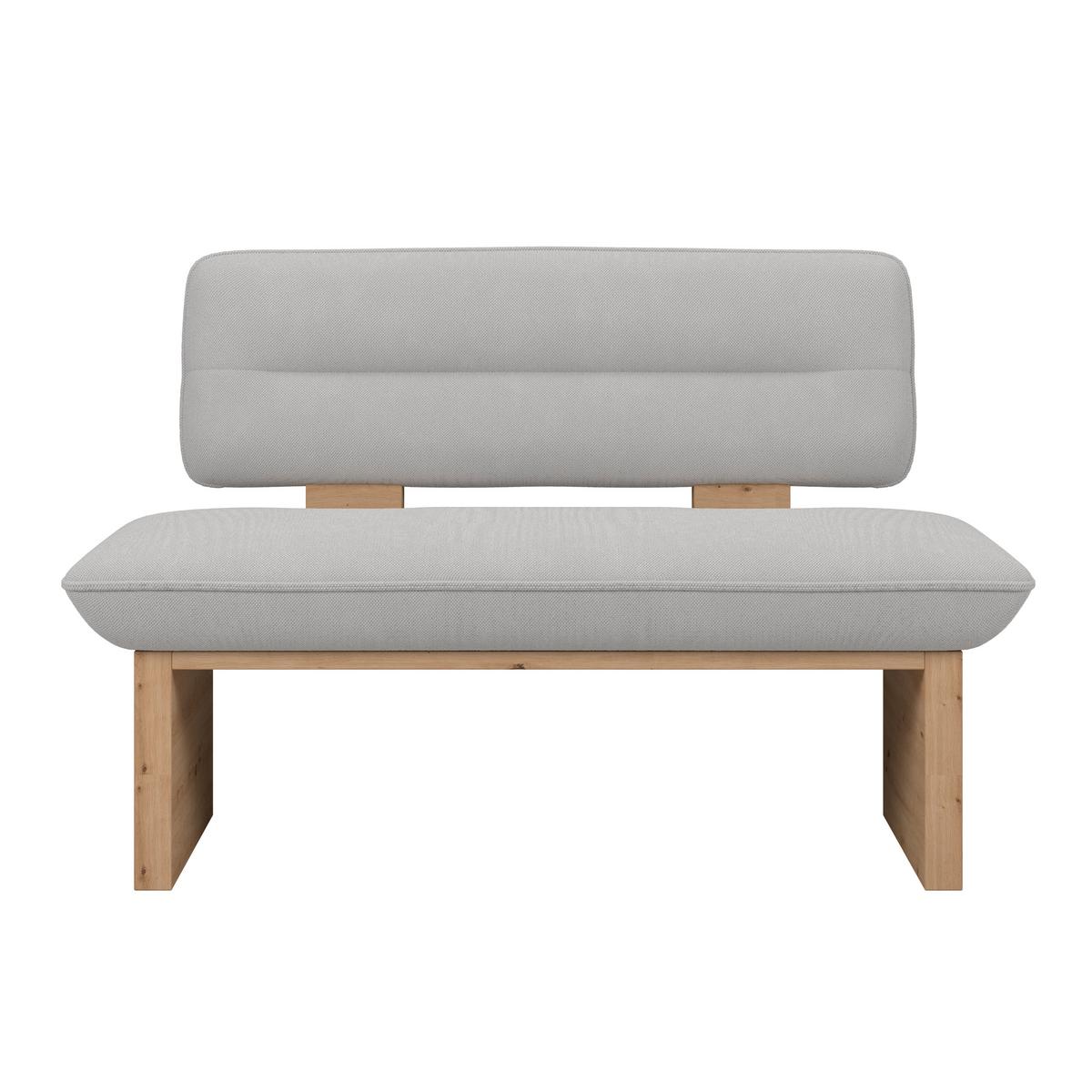 Sitzbank Beluna II Webstoff beige, B: 120cm - Eichefarben/Beige, KONVENTIONELL, Holzwerkstoff/Textil (120/87/67cm) - James Wood