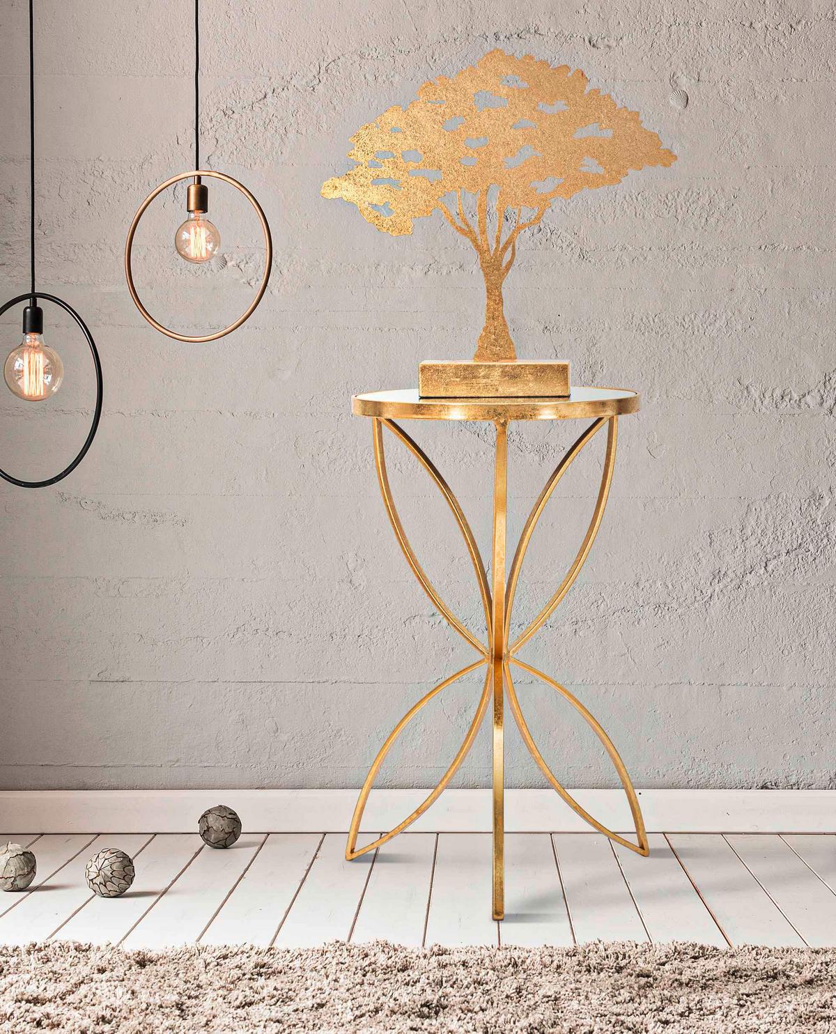 Couchtisch Butterfly Goldfarben, Weiß B: 60 Cm - Goldfarben/Weiß, Basics, Glas/Metall (60/35/35cm)