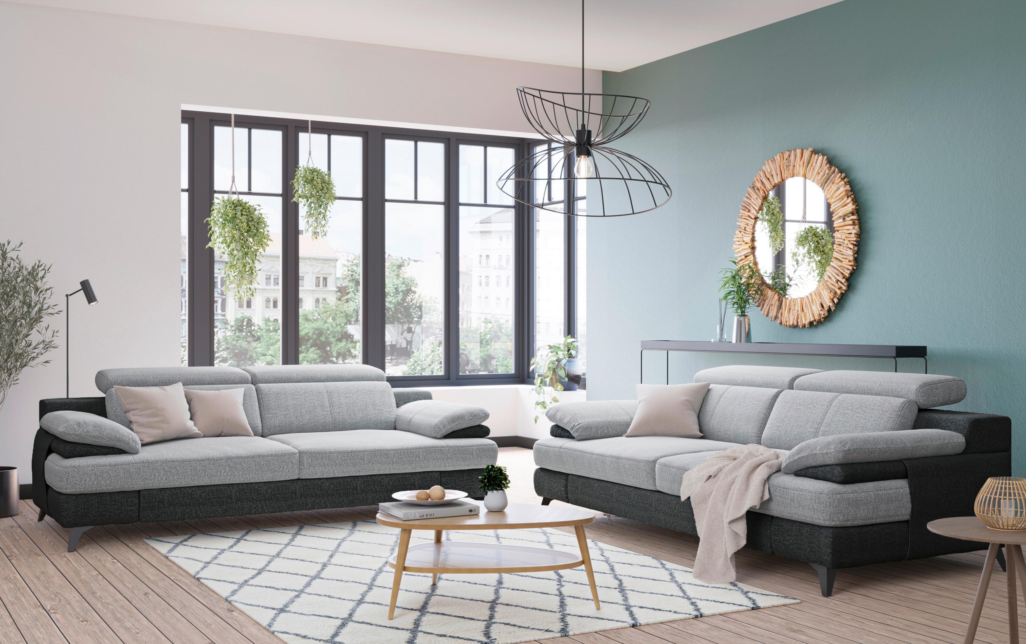 3-sitzer-sofa Titus Graphit-/silberfarben - Silberfarben/Schwarz, Design, Textil (225/80/104cm) - Livetastic