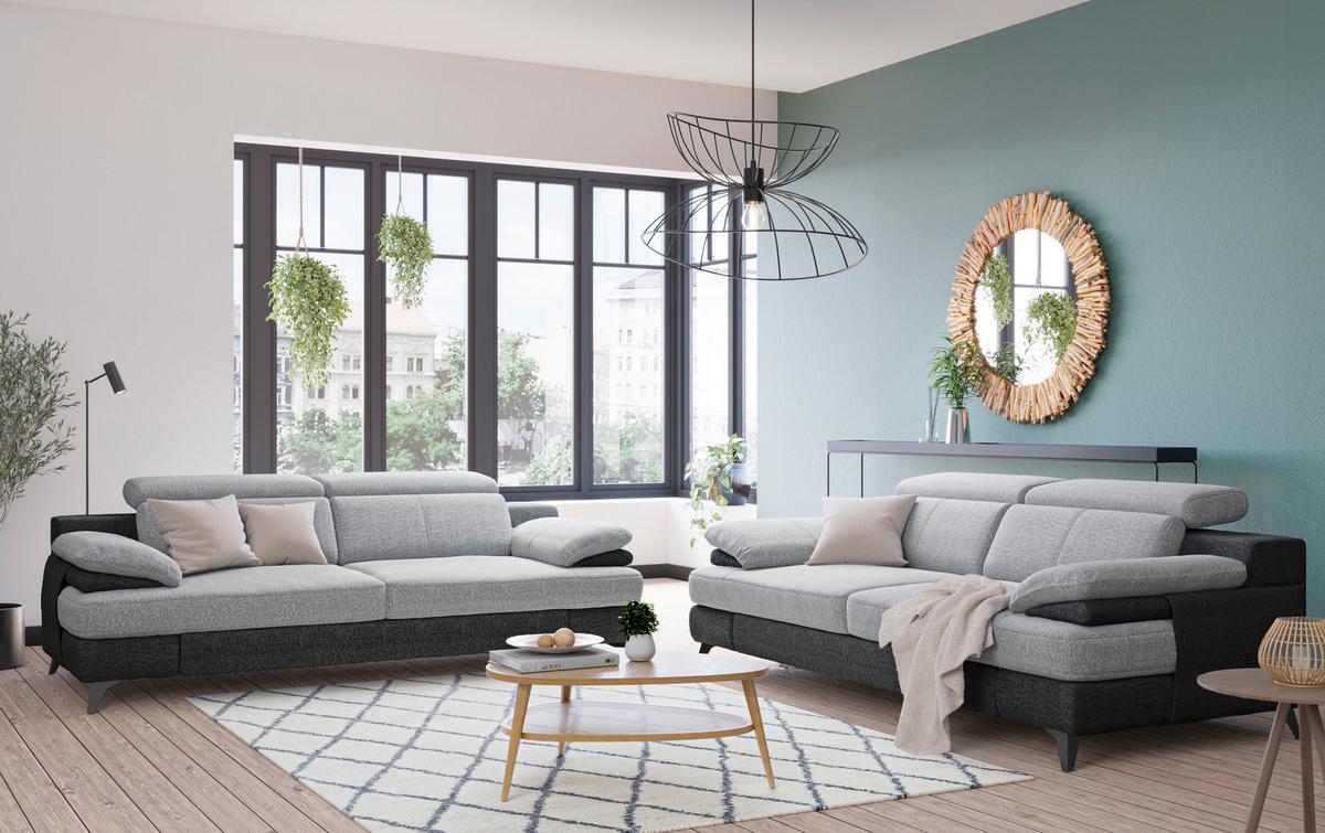 2-sitzer-sofa Titus Graphit-/silberfarben - Silberfarben/Schwarz, Design, Textil (205/80/104cm) - Livetastic
