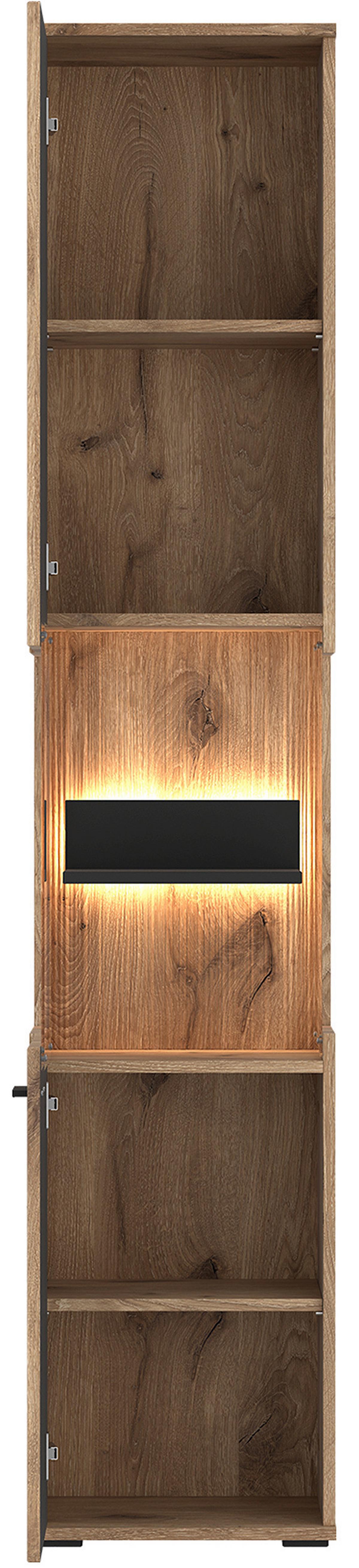 Vitrine Pardoo Eichefarben/Anthrazit B:198 cm - Eichefarben/Anthrazit, Trend, Glas/Holzwerkstoff (40/197/37cm)