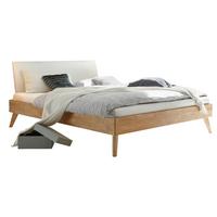 Bett Pesaro Mit Gepolstertem Kopfteil 200x200 - Eiche Bianco/Eichefarben, Design, Holz/Textil (200/200cm) - Hasena