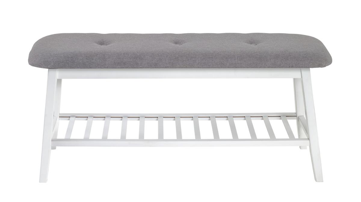 Lavica NICOLE sivá/biela - sivá/biela, Basics, textil/prírodné materiály (100/44/30cm)
