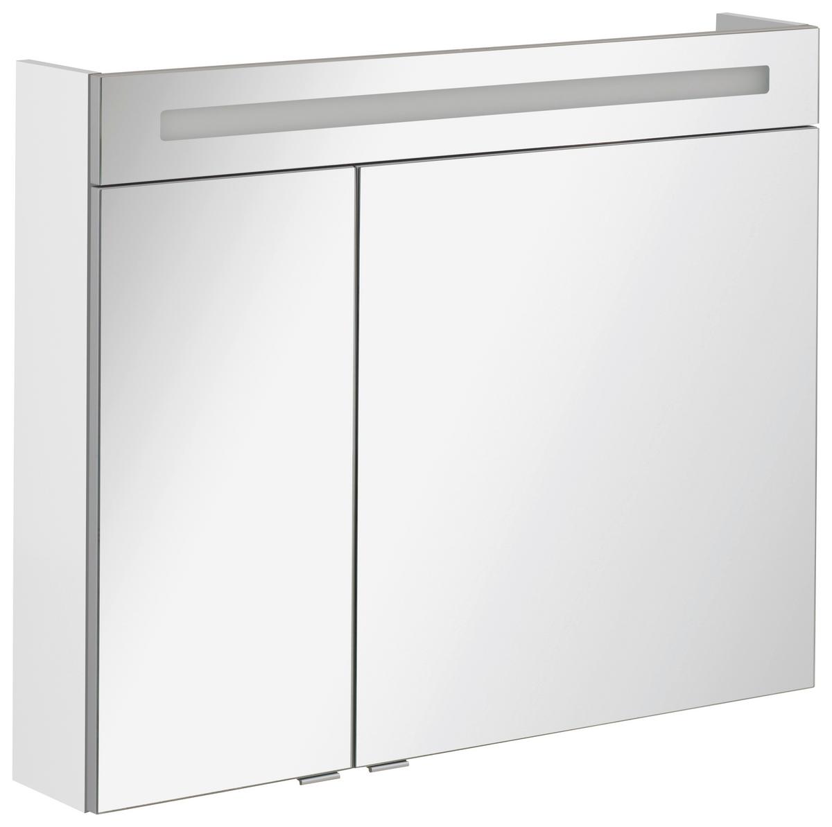 Spiegelschrank B.clever Led 2-Türig BxHxT: 90x71x16 cm Weiß - Weiß, MODERN, Glas/Holzwerkstoff (90/71/16cm) - MID.YOU
