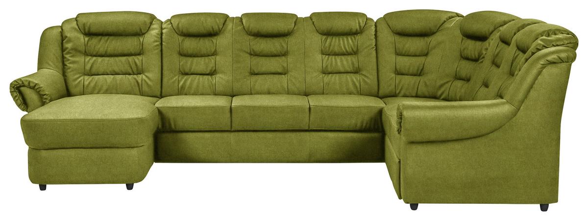 Wohnlandschaft Boston Grün Chenille - Schwarz/Grün, KONVENTIONELL, Textil (165/333/216cm) - Livetastic