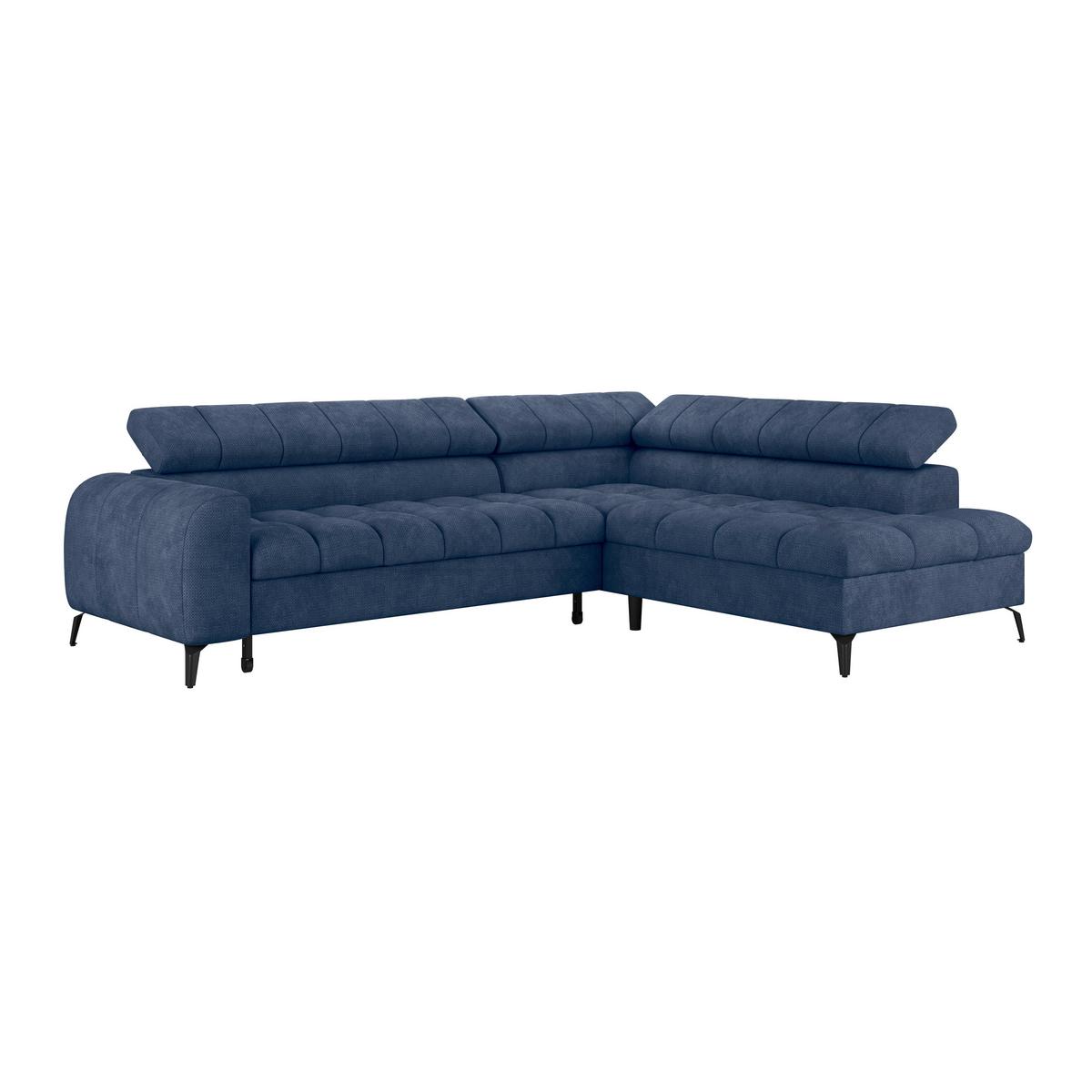 Ecksofa Volf Rechts New Blau, S: 261x203 cm - Blau/Schwarz, Trend, Kunststoff/Textil (261/203cm)