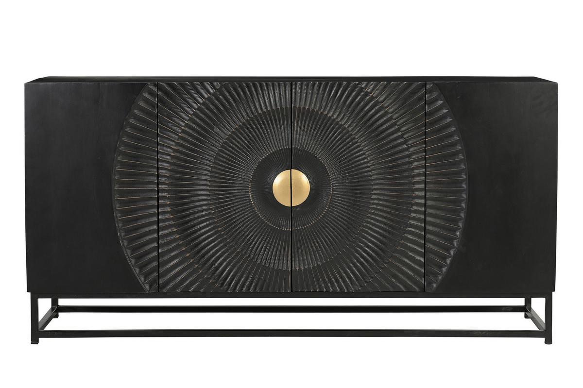Sideboard Schwarz/Goldfarben B: 150cm - Goldfarben/Schwarz, Design, Holz/Metall (150/75/38cm) - MID.YOU