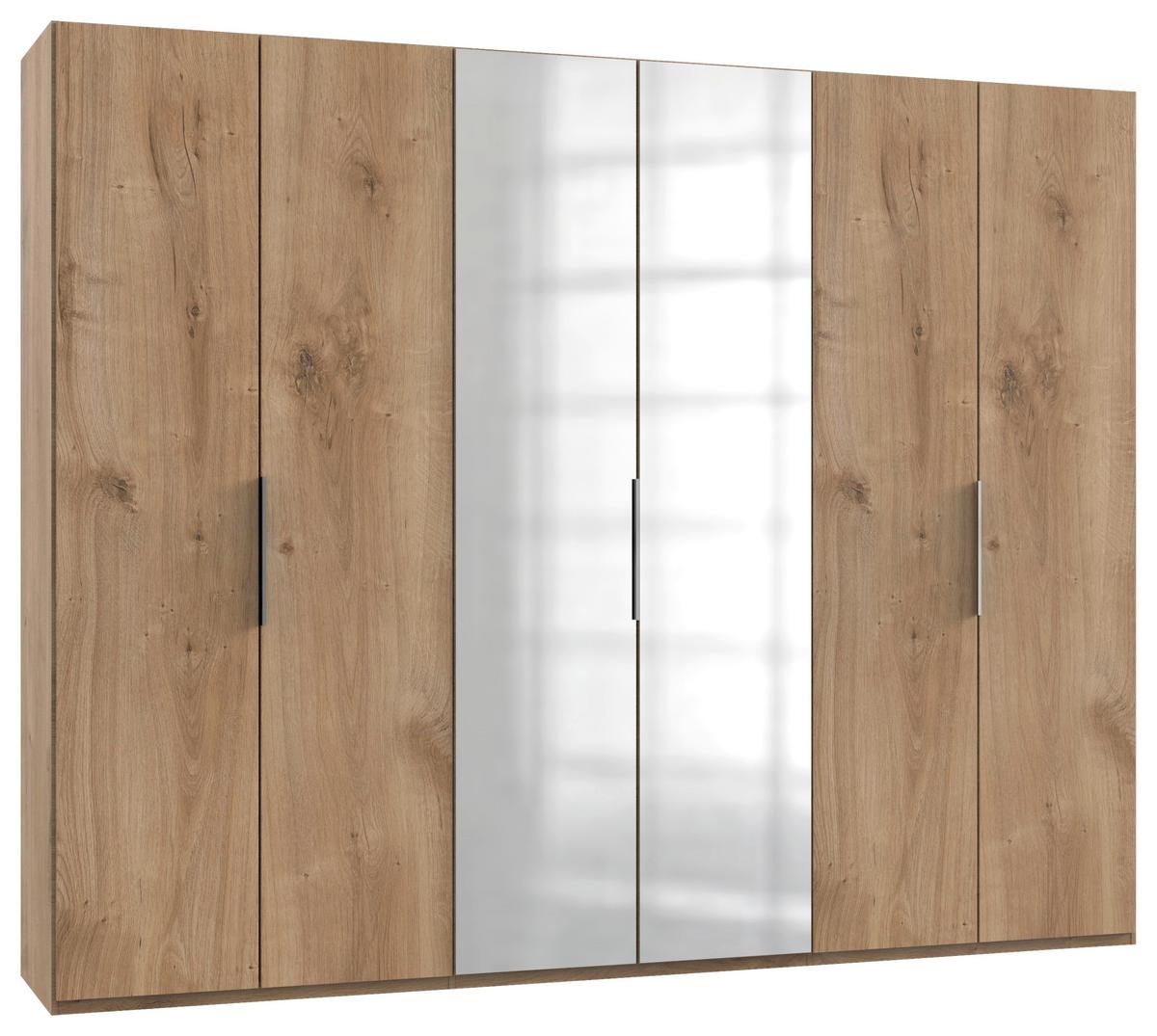 Eichefarbener Kleiderschrank mit zwei Spiegeltüren