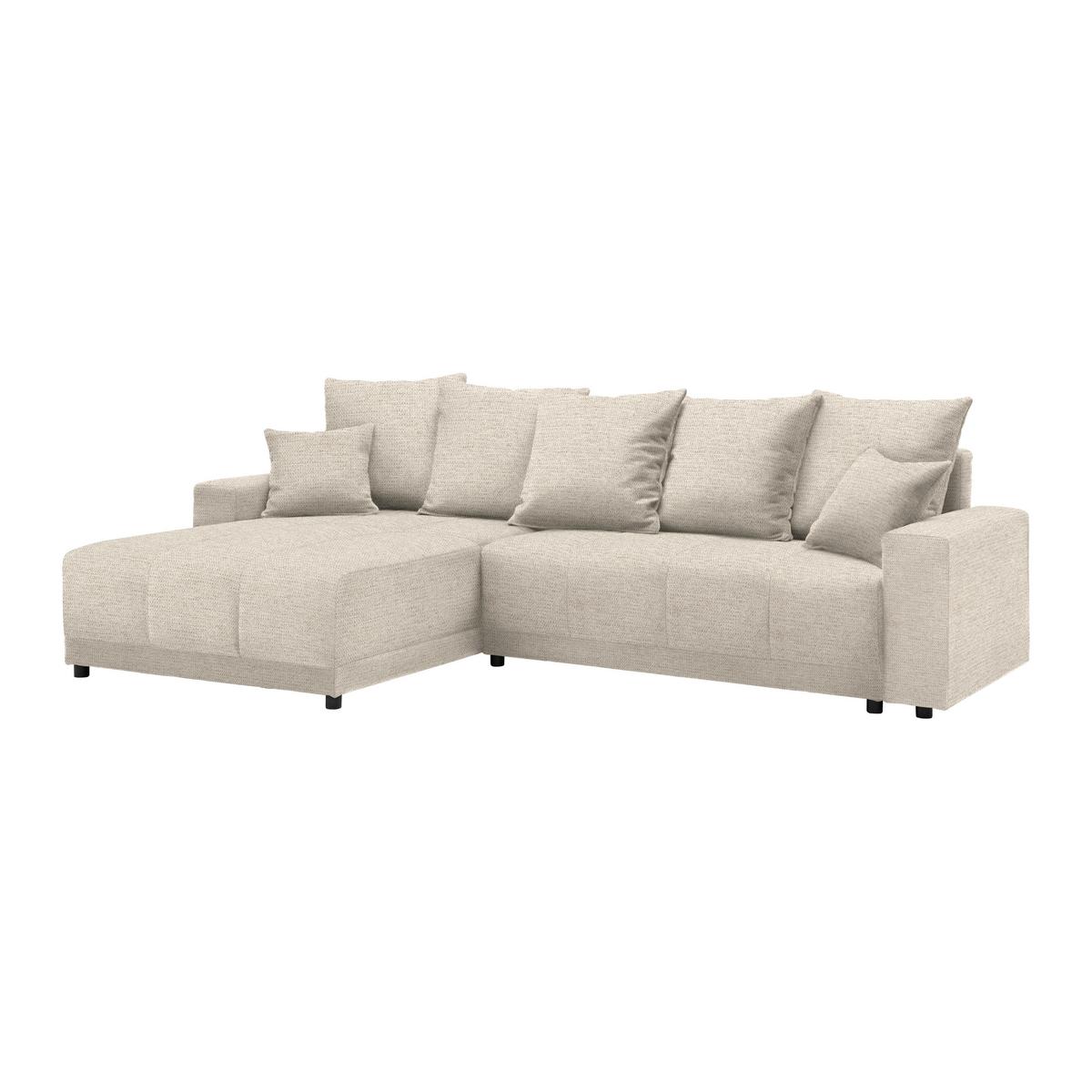 Rohová sedačka ALATRI, oboustranná,béžová,s polštáři - černá/zelená, Moderní, textil/plast (289/90/176cm) - Based