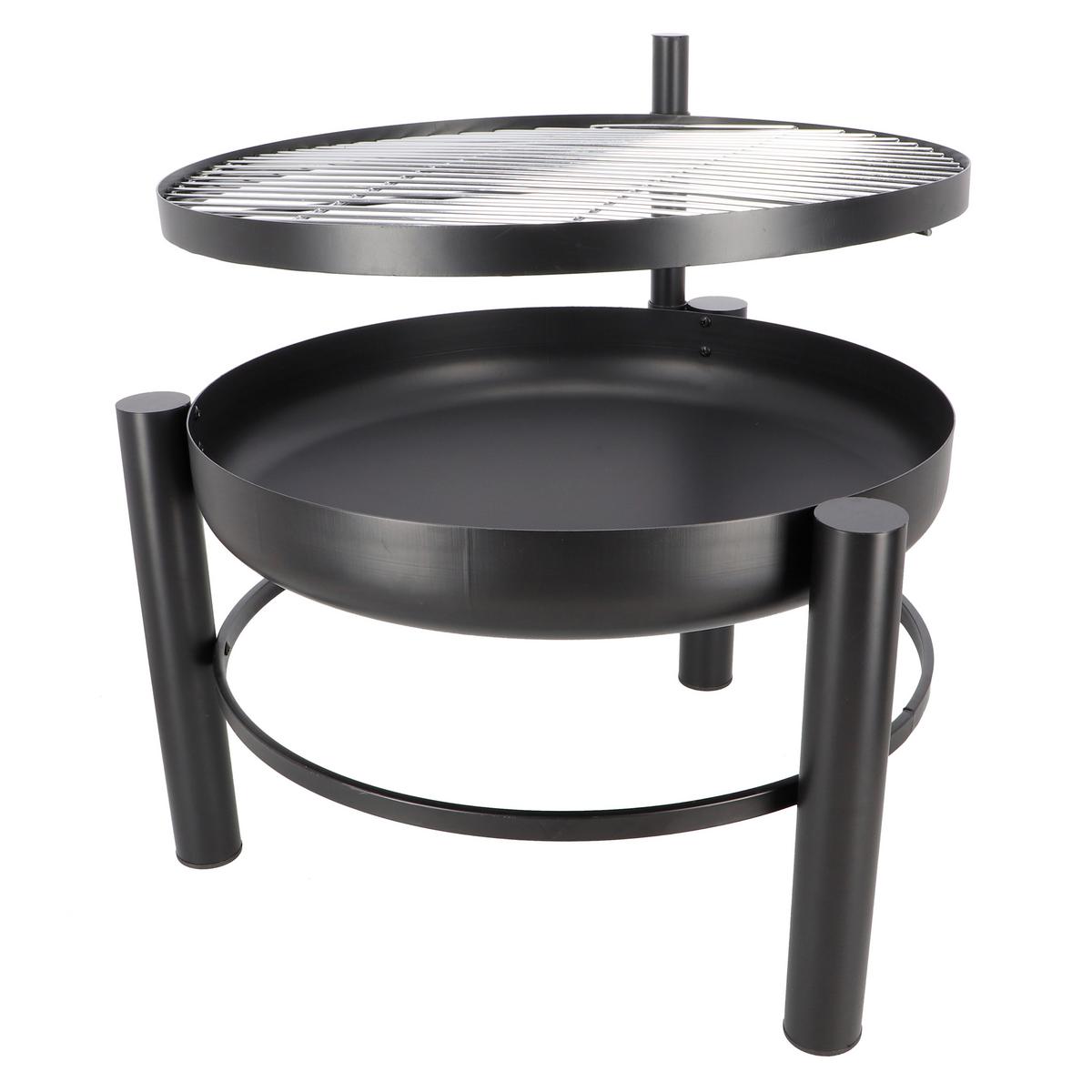 Feuerschale Ø 78 cm inkl. Grillrost - Schwarz, LIFESTYLE, Metall (66,5/69/78cm)