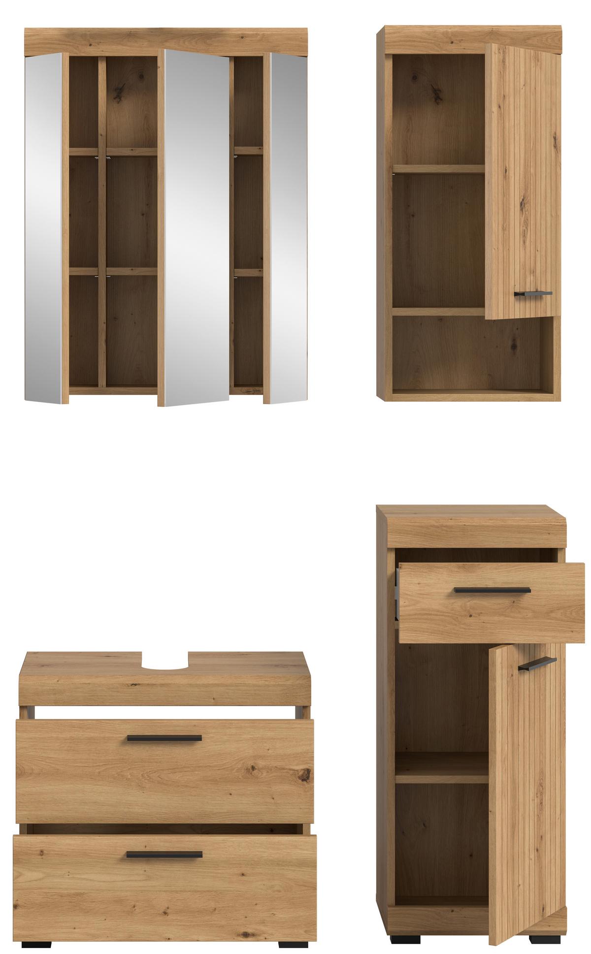 Badezimmer Scout Eiche Artisan Dekor B: 97cm - Schwarz/Eiche Artisan, Trend, Glas/Holzwerkstoff (97cm) - MID.YOU