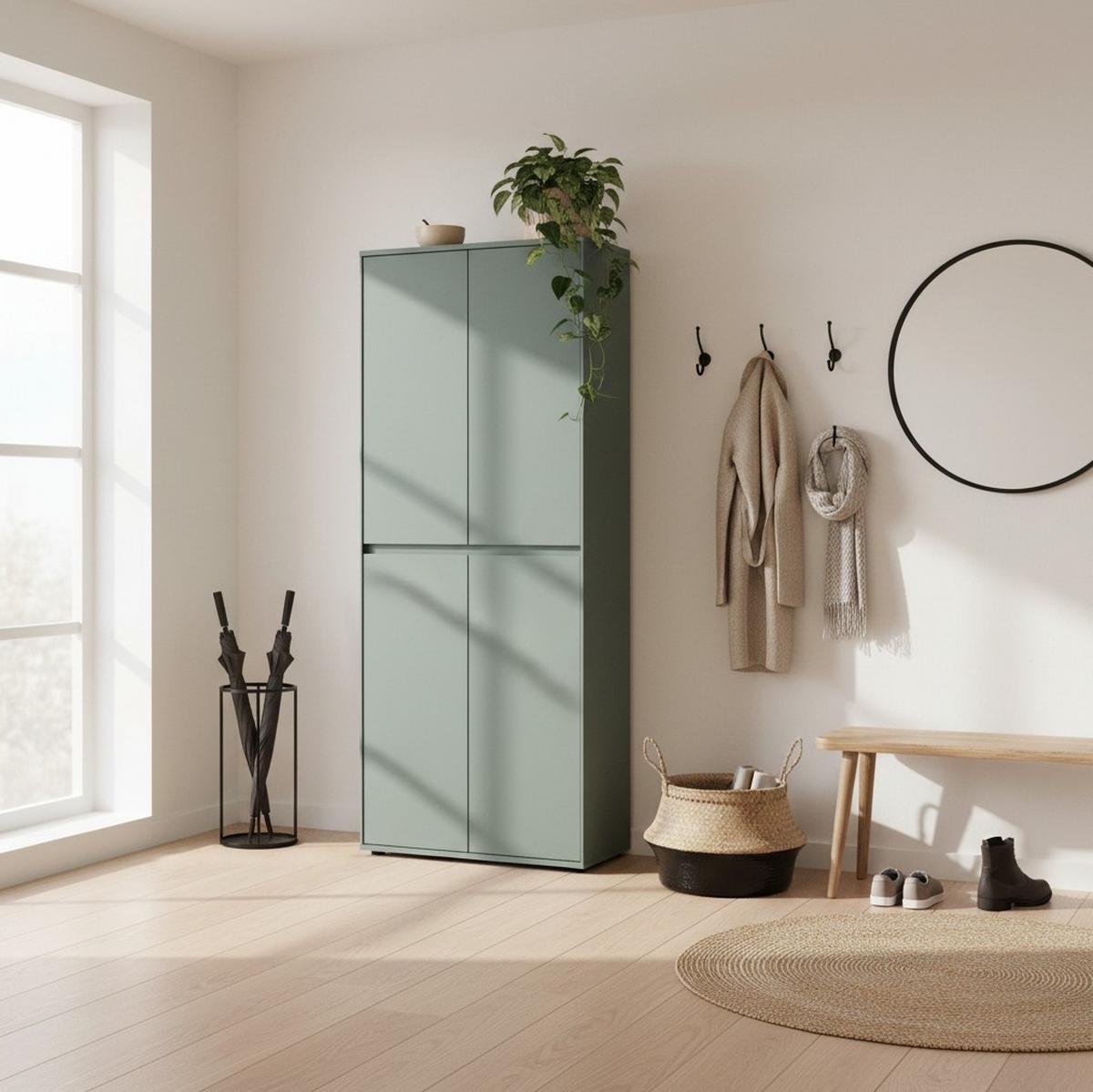Garderobenschrank Zapato Salbeigrün B: 75cm - Salbeigrün, Design, Holzwerkstoff (75/185,9/35,3cm) - Livetastic