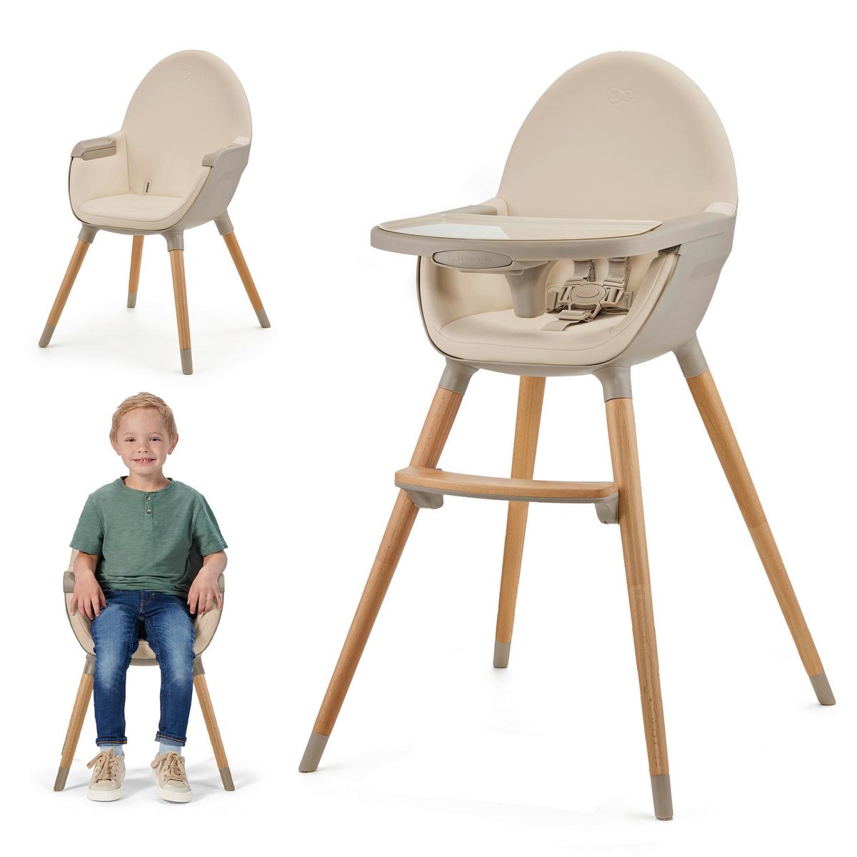Hochstuhl Fini 2 Beige, B/H/T: 55x96x58,5cm - Beige, Basics, Leder/Holz (55/96/58.5cm) - Kinderkraft
