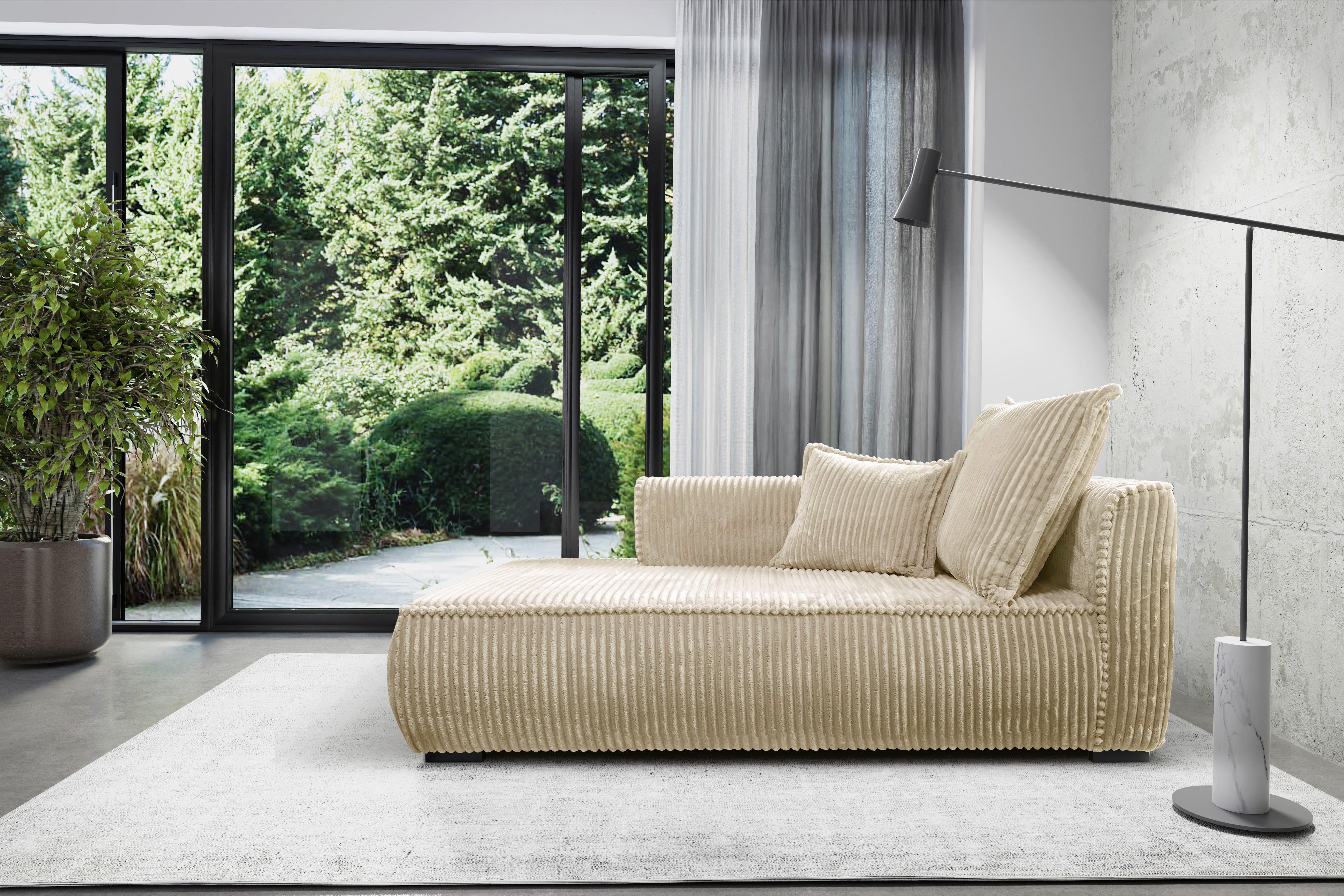 Recamiere Modena Links Beige, B: 208 cm - Beige/Schwarz, Design, Textil (207/75/121cm) - MID.YOU