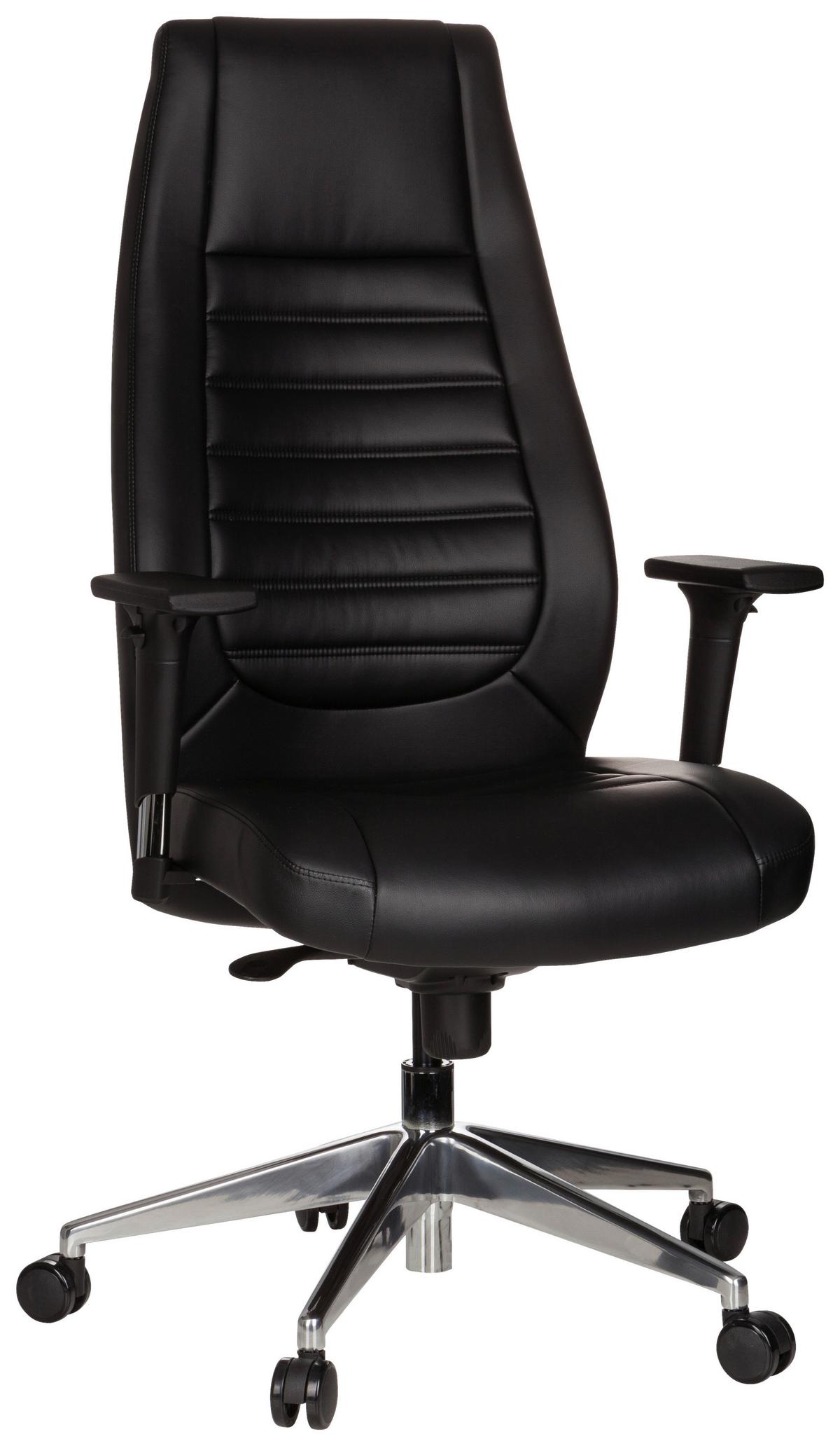 Chefsessel Vitoro Schwarz Bis 150 Kg - Silberfarben/Schwarz, Basics, Kunststoff/Textil (65/133/65cm) - MID.YOU