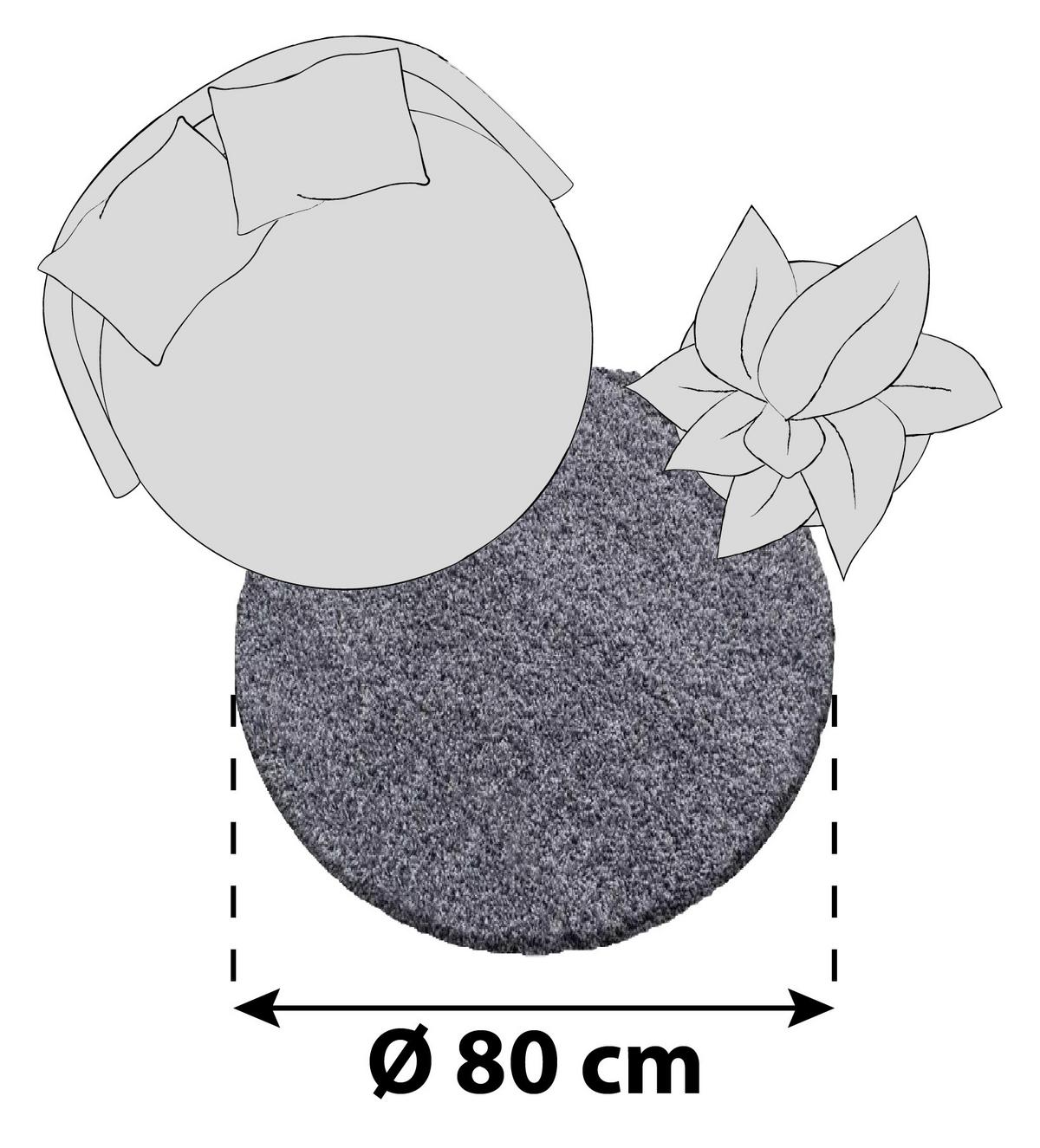 Hochflor Teppich Grau Dream Rund Ø 80 cm - Grau, KONVENTIONELL, Textil (80cm) - Novel