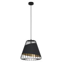 Hängeleuchte 49509 Austell - Goldfarben/Schwarz, Basics, Textil/Metall (43/110cm) - Eglo