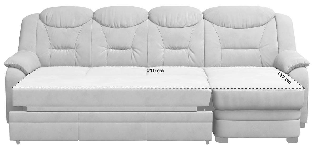 Ecksofa Marcus - Hellgrau/Schwarz, Basics, Textil (257/162cm) - MID.YOU