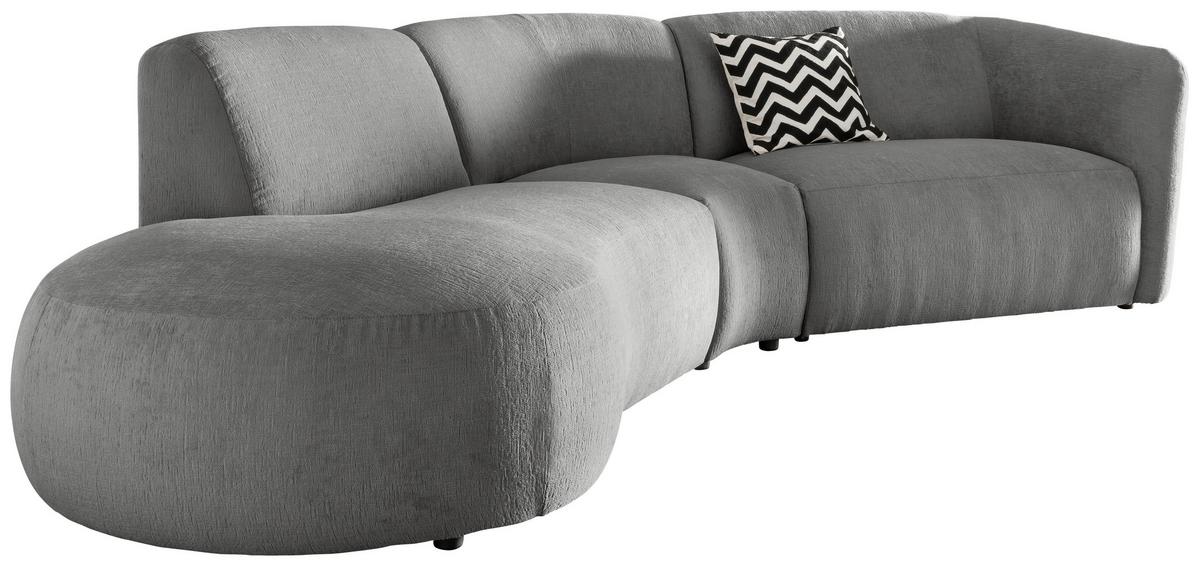 Ecksofa Jesi, Graubraun S: 182x276 Cm - Graubraun/Schwarz, MODERN, Textil (182/276cm) - Livetastic