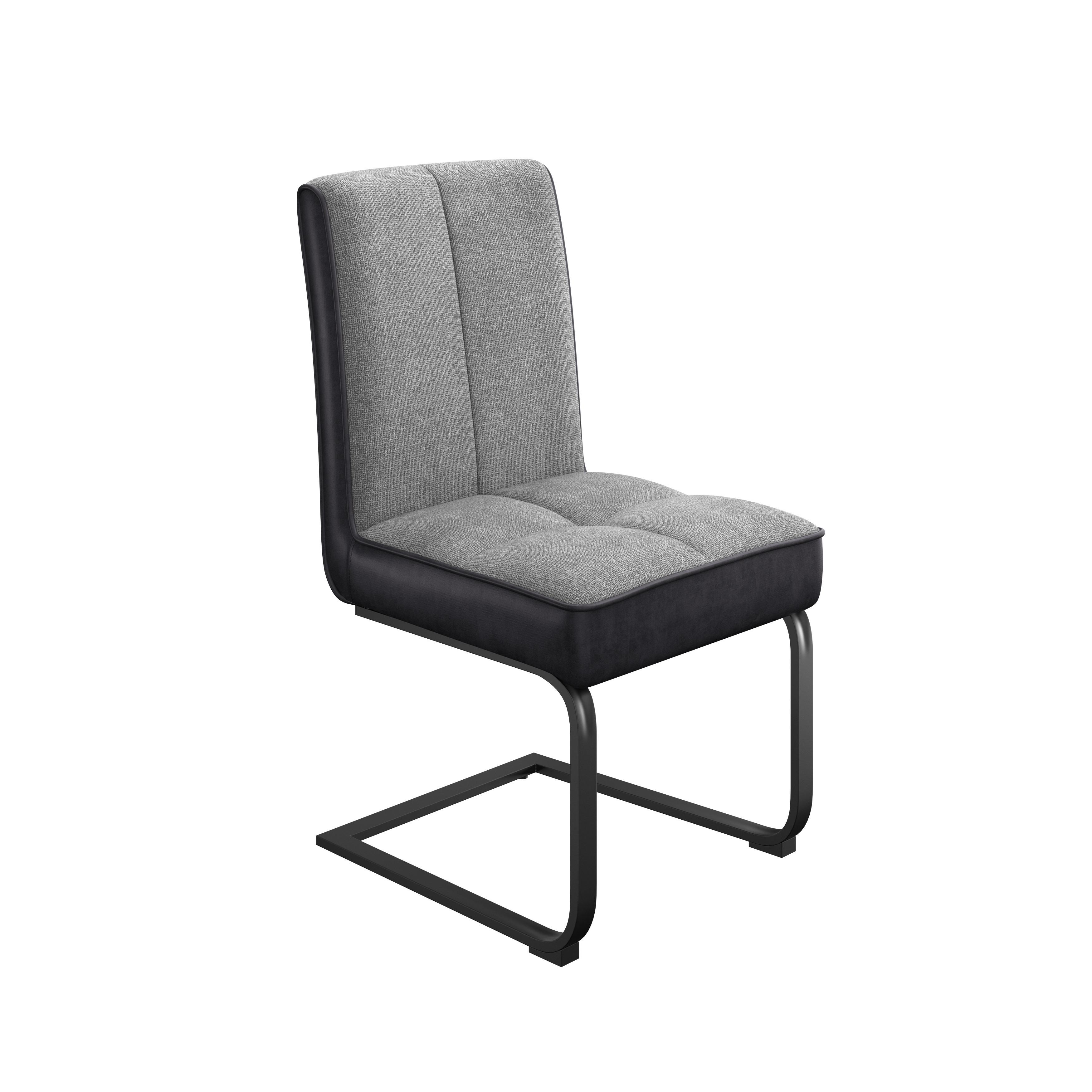 Schwingstuhl Pag - Hellgrau/Schwarz, KONVENTIONELL, Textil/Metall (49/91/60cm) - MID.YOU