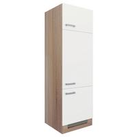 Vysoká skrinka LEXA - biela/farba ušľachtilej ocele, kompozitné drevo/plast (60/200/57cm)