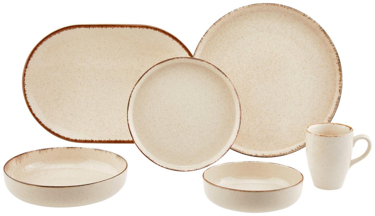 Suppenteller Porzellan Beige Sonora DxH: ca. 20x4,7 cm - Beige, MODERN, Keramik (20/4,7cm) - James Wood