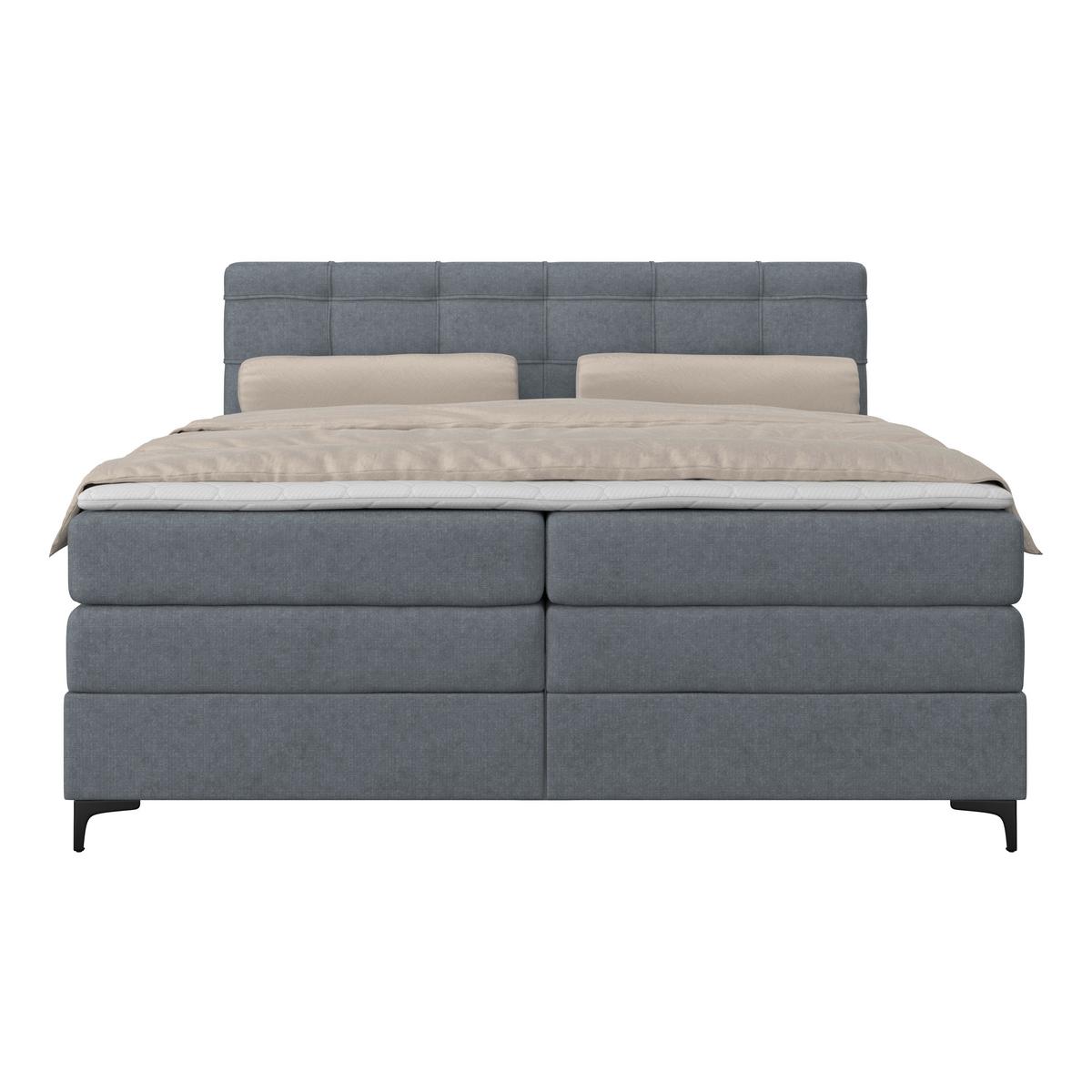 Boxspringbett MITTO Blaugrau 160x200 cm - Blaugrau/Schwarz, KONVENTIONELL, Textil/Metall (160/200cm)