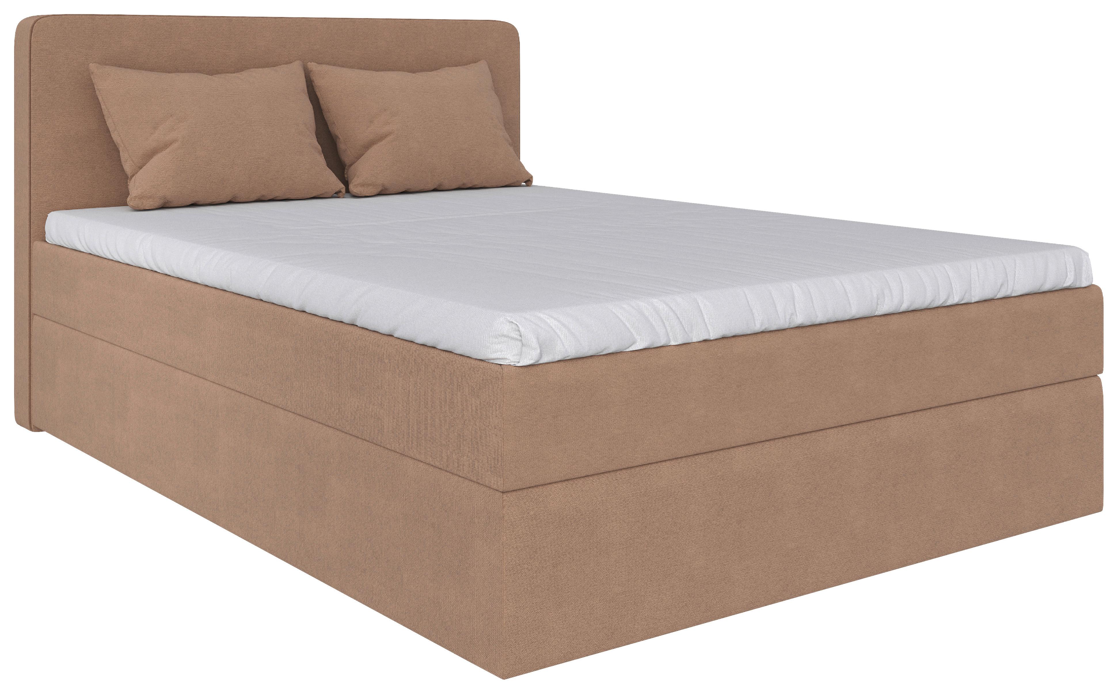 Boxbett Jubi 160-C - Hellbraun/Schwarz, KONVENTIONELL, Holz/Textil (160/200cm)