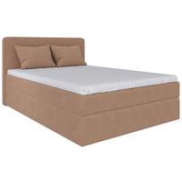 Boxbett Jubi 160-C - Hellbraun/Schwarz, KONVENTIONELL, Holz/Textil (160/200cm)