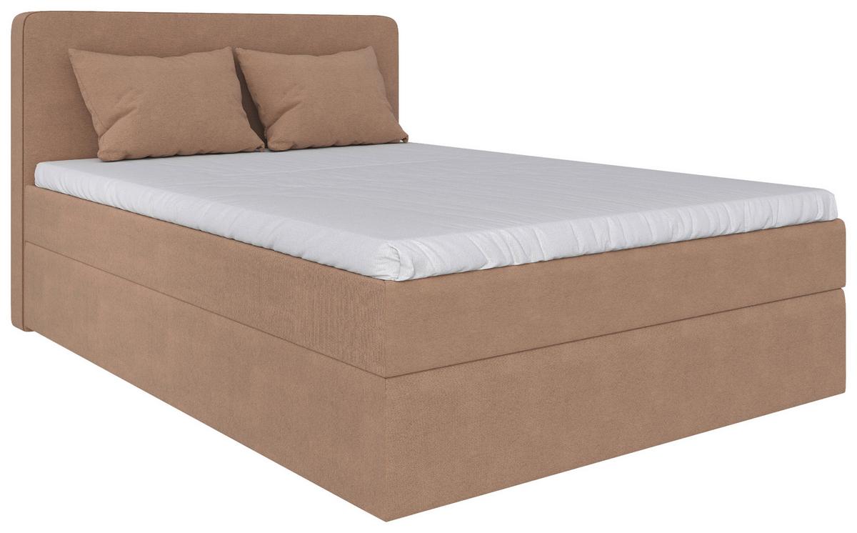 Boxbett Jubi 160-C - Hellbraun/Schwarz, KONVENTIONELL, Holz/Textil (160/200cm)
