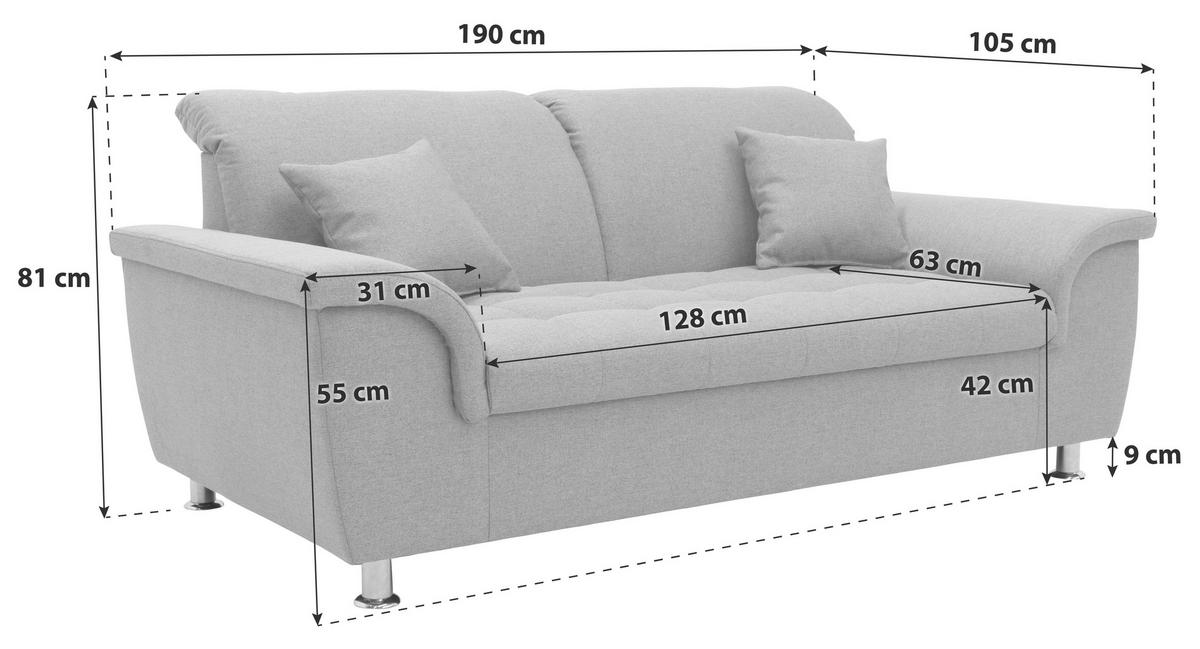 2-sitzer-sofa Kopfteil Verstellbar Franzi Grün - Chromfarben/Grün, KONVENTIONELL, Textil (190/81/105cm) - MID.YOU